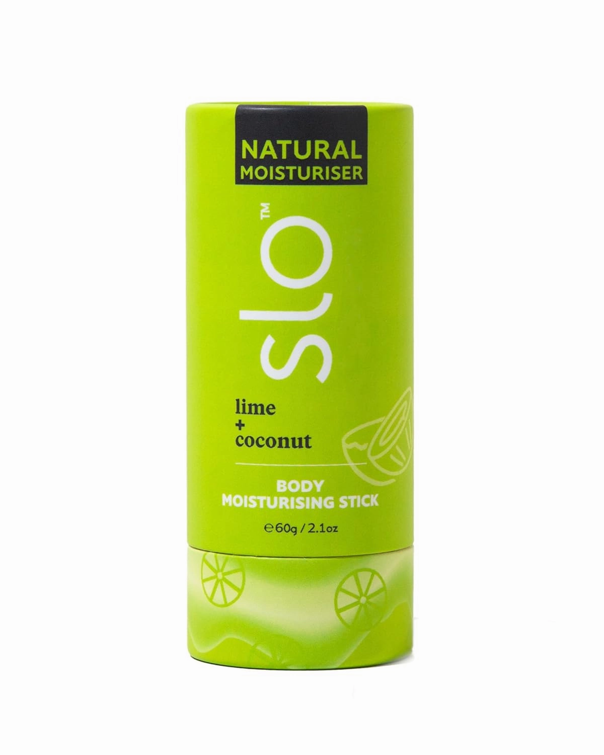 Slo | Natural Moisturising Stick - All Natural Ingredients, Vegan & Cruelty Free, Hydrating, Plastic Free, Paper Packaging | Lime   Coconut, (2.11oz/60g)