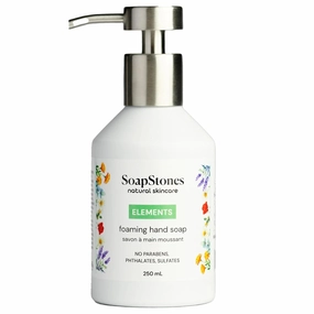 Soapstones Olive Oil Foaming Hand Soap - Elements - 250 mL - Moisturizing, Soft and Hydrating Formula in a Refillable Bottle - Rosemary and Mint Infused Foam Hand Soap