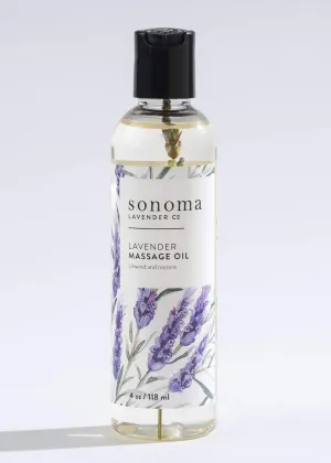 Sonoma Lavender, Pure Natural Lavender Massage Oil, Body Oil for Sore Muscles, Massage Oil for Massaging and Moisturizing, 4 oz