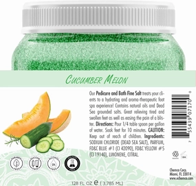 SPA REDI - Detox Foot Soak Pedicure and Bath Fine Salt, Cucumber and Melon, 128 Oz - Made with Dead Sea Salts, Argan Oil, Coconut Oil, and Essential Oil - Hydrates, Softens and Moisturizes