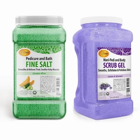 SPA REDI Exfoliating Scrub Pumice Gel & Detox Foot Soak Pedicure Bath Fine Salt, 128 Oz Each - Manicure, Pedicure & Body Exfoliator, Hydrating Foot Soak with Dead Sea Salts, Cucumber & Melon