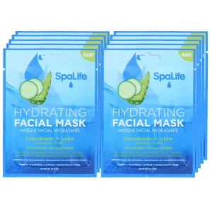 SpaLife Hydrating, Purifying, Anti-Aging, Detoxifying and Soothing Korean Facial Masks - 10 Masks - (Cucumber   Aloe)