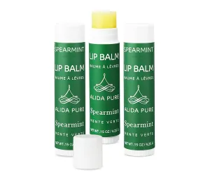 Spearmint Lip Balm Collection, Vegan Set, Beeswax Free, with Avocado And, Organic Jojoba Oil, and Vitamin E, Natural Moisturizer for Dry, Chapped Lips, 3 Tube Set