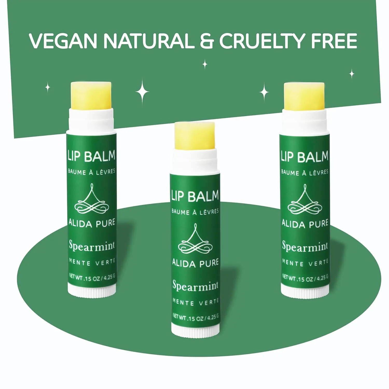 Spearmint Lip Balm Collection, Vegan Set, Beeswax Free, with Avocado And, Organic Jojoba Oil, and Vitamin E, Natural Moisturizer for Dry, Chapped Lips, 3 Tube Set