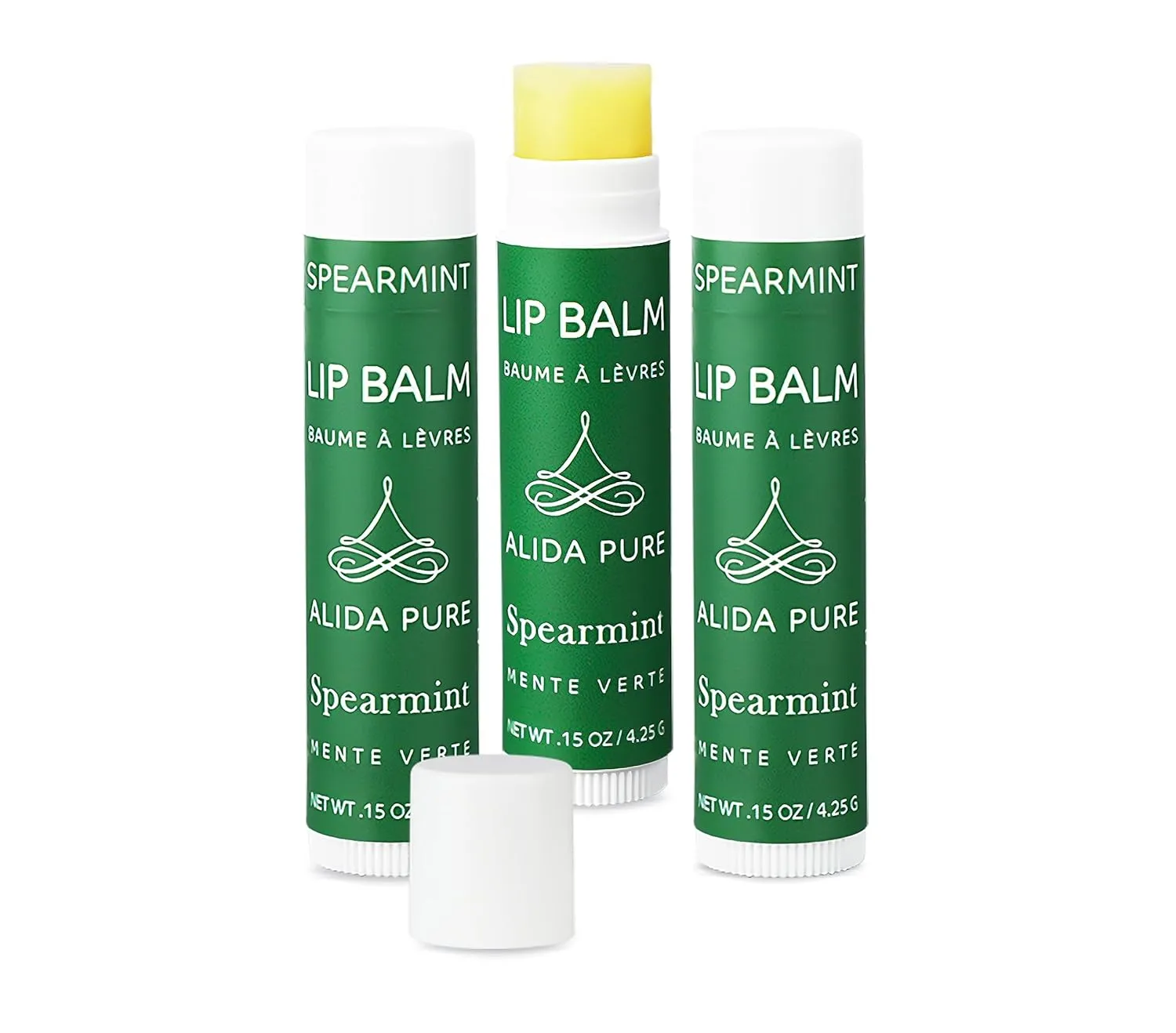 Spearmint Lip Balm Collection, Vegan Set, Beeswax Free, with Avocado And, Organic Jojoba Oil, and Vitamin E, Natural Moisturizer for Dry, Chapped Lips, 3 Tube Set