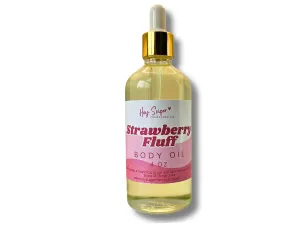Strawberry Fluff Body Oil, 5 oz, Compare to Yum Bougie Marshmallow fragrance by Kayali, Moisturizing Oil Blend with Almond, Argan, Coconut, Jojoba Oil for Skin Care, Layering Fragrance