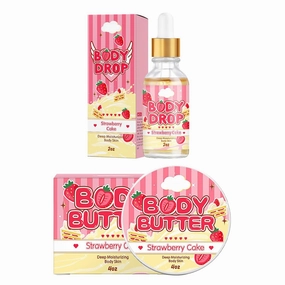 Strawberry Skincare Set - Body Glaze Body Butter Donut   Strawberry Moisturizer Body Oil, Body Skin Care Set Body Set of 2 for Dry Skin (Strawberry)
