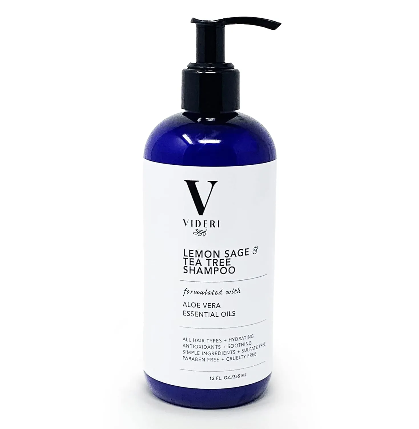 Sulfate Free Shampoo for Oily Hair Lemon Sage and Tea Tree Shampoo. Hydrate with Essential Oils, Aloe Vera & Antioxidants. Uplifting Fresh Citrus Scent, Vegan, Large 12 fl oz