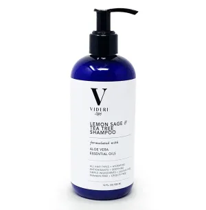 Sulfate Free Shampoo for Oily Hair Lemon Sage and Tea Tree Shampoo. Hydrate with Essential Oils, Aloe Vera & Antioxidants. Uplifting Fresh Citrus Scent, Vegan, Large 12 fl oz