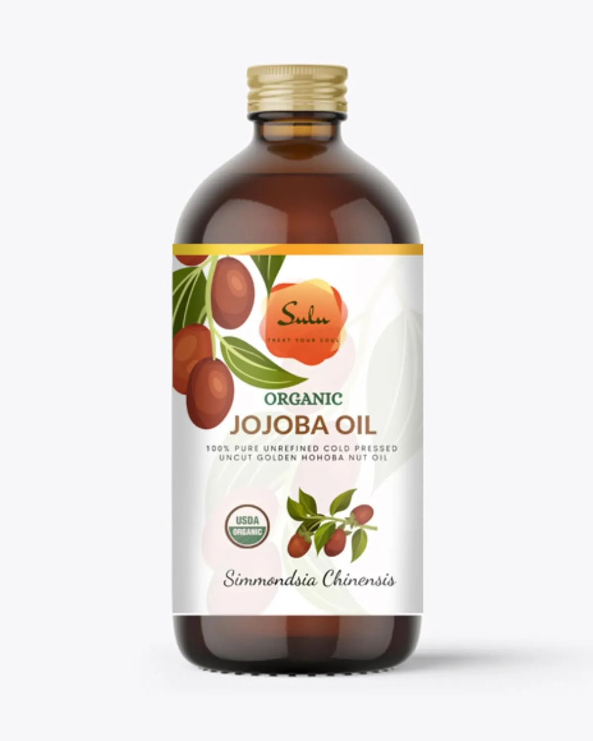SULU ORGANICS Jojoba Oil- USDA Organic Cold Pressed Unrefined Golden Hohoba Nut Oil (4 oz)
