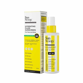 Sun.Scoop Hydrating Face & Body Fluid Sunscreen Spray SPF 60 PA     | Water Resistant With Zinc Oxide, Broad Spectrum, No White Cast, Non-Comedogenic Quick Absorbing | For All-125ml