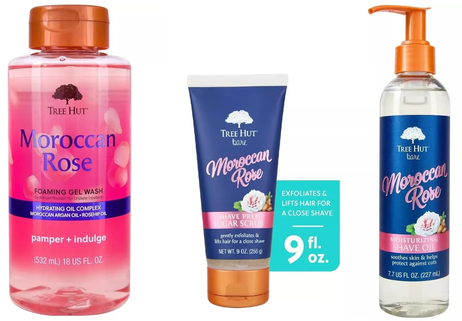 T H Moroccan Rose Nourishing, Shave Oil & Shave Prep Sugar Scrub Holiday Gift Set