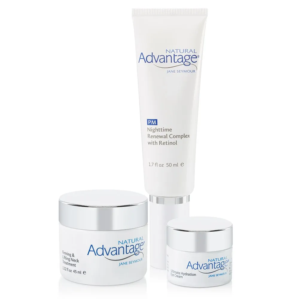 Targeted Treatment Bundle – Firming and Lifting Neck Treatment – Nighttime Renewal Complex with Retinol – Ultimate Hydration Eye Cream by Jane Seymour