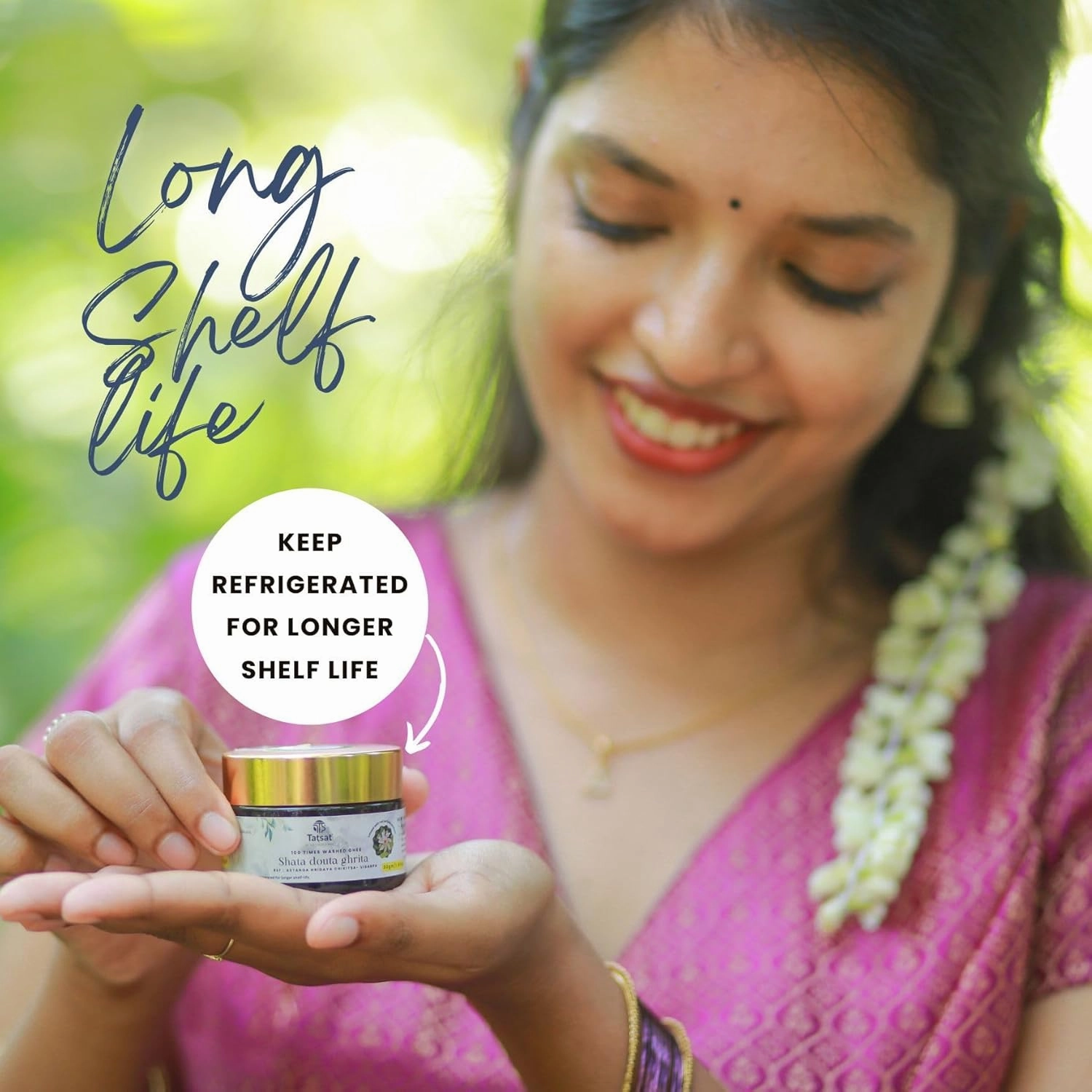 TATSAT - WELLNESS THROUGH AYURVEDA Shata Dhauta Ghrita 100 Times Washed Ghee Anti Aging Nourishing Cream Removes Stretch Marks - 30gm (30, Rose)
