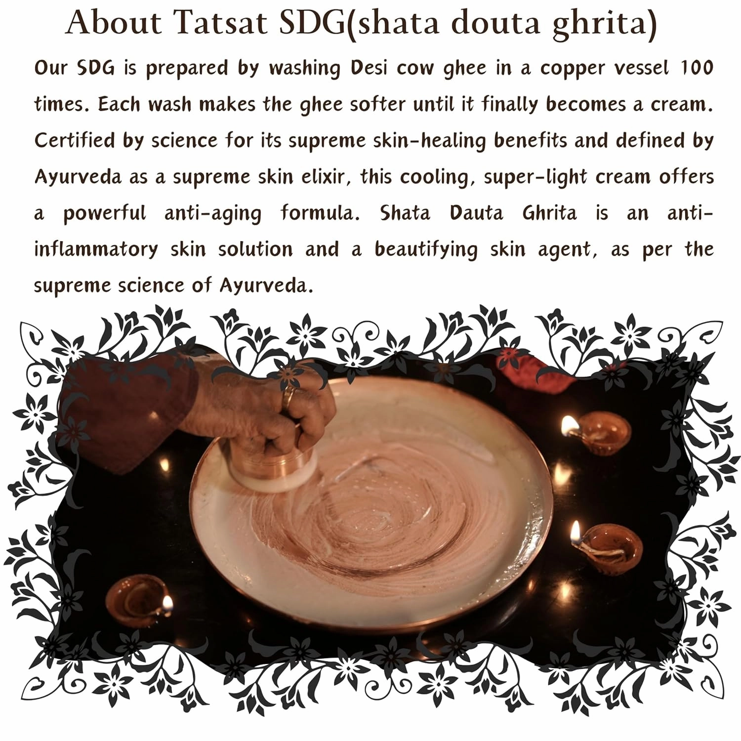 TATSAT - WELLNESS THROUGH AYURVEDA Shata Dhauta Ghrita 100 Times Washed Ghee Anti Aging Nourishing Cream Removes Stretch Marks - 30gm (30, Rose)
