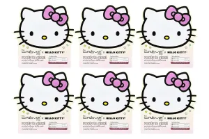 The Crème Shop x Hello Kitty Ready To Glow Sheet Mask Infused with Hydrating Aloe Vera & Radiance-Boosting Calendula For Dewy Soothed Skin Expertly Crafted for Luminous Complexion Set of 6