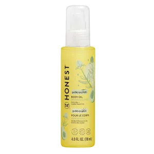 The Honest Company Fragrance Free Moisturizing Body Oil | Nourish   Soothe Baby's Skin | Plant-Based, Hypoallergenic, Vegan | 4.0 fl oz