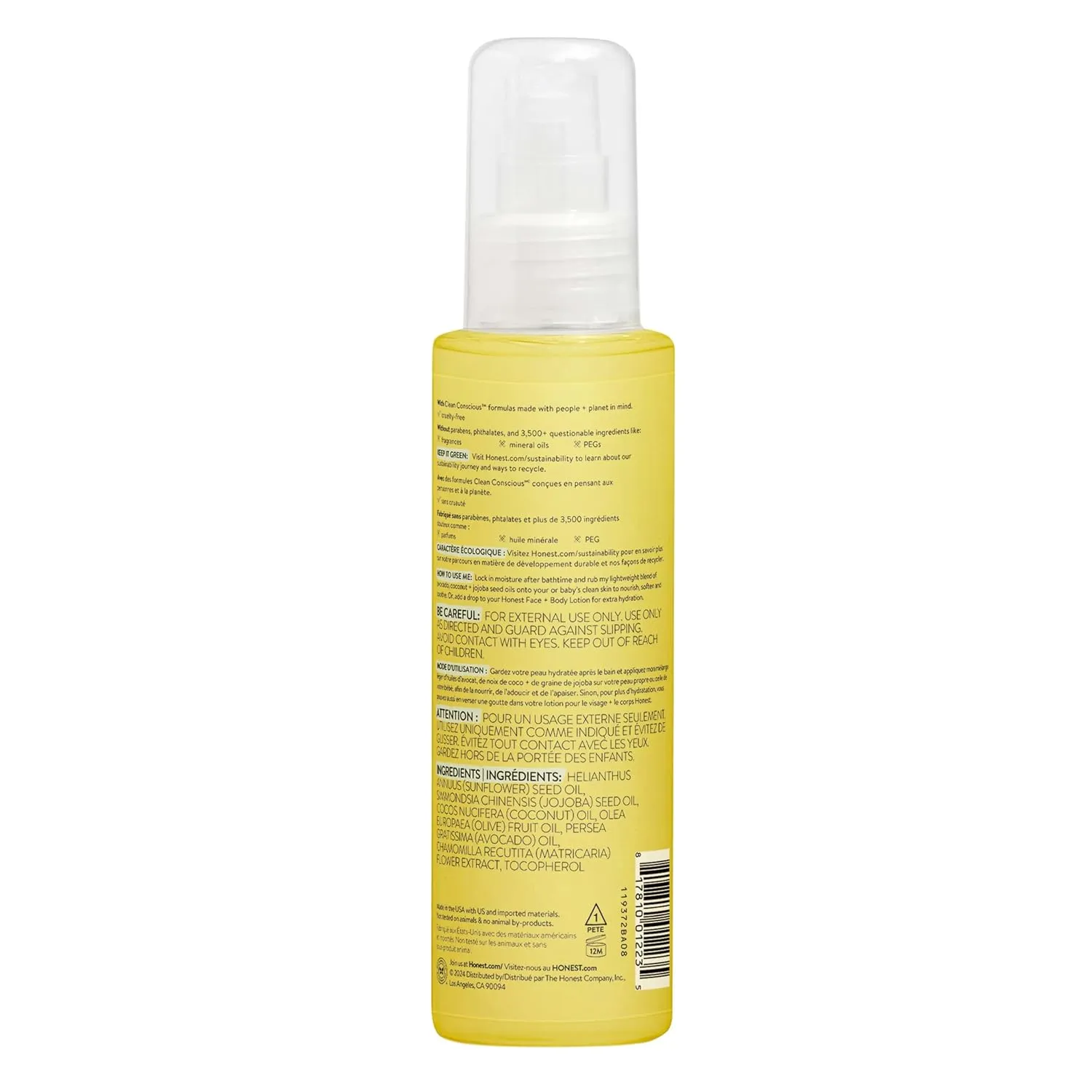 The Honest Company Fragrance Free Moisturizing Body Oil | Nourish   Soothe Baby's Skin | Plant-Based, Hypoallergenic, Vegan | 4.0 fl oz