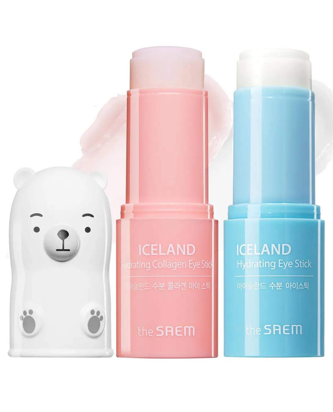 The SAEM Iceland Hydrating & Collagen Eye Stick 2 Pack - Cooling & Anti-Wrinkle Eye Balm for Dark Circles and Puffiness – Under Eye Treatment - Reduce Wrinkles and Moisturizing - Duo Set