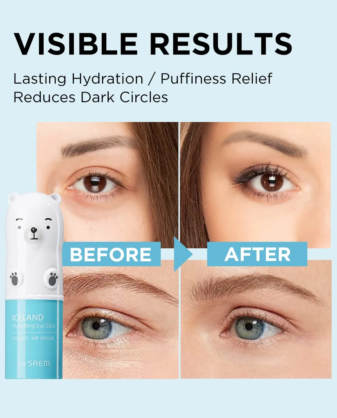 The SAEM Iceland Hydrating & Collagen Eye Stick 2 Pack - Cooling & Anti-Wrinkle Eye Balm for Dark Circles and Puffiness – Under Eye Treatment - Reduce Wrinkles and Moisturizing - Duo Set
