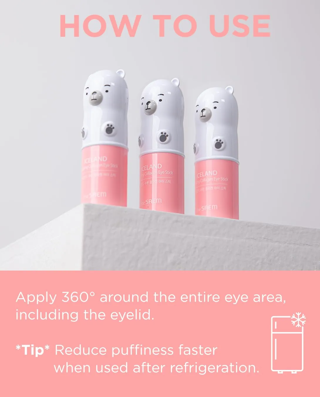 The SAEM Iceland Hydrating & Collagen Eye Stick 2 Pack - Cooling & Anti-Wrinkle Eye Balm for Dark Circles and Puffiness – Under Eye Treatment - Reduce Wrinkles and Moisturizing - Duo Set