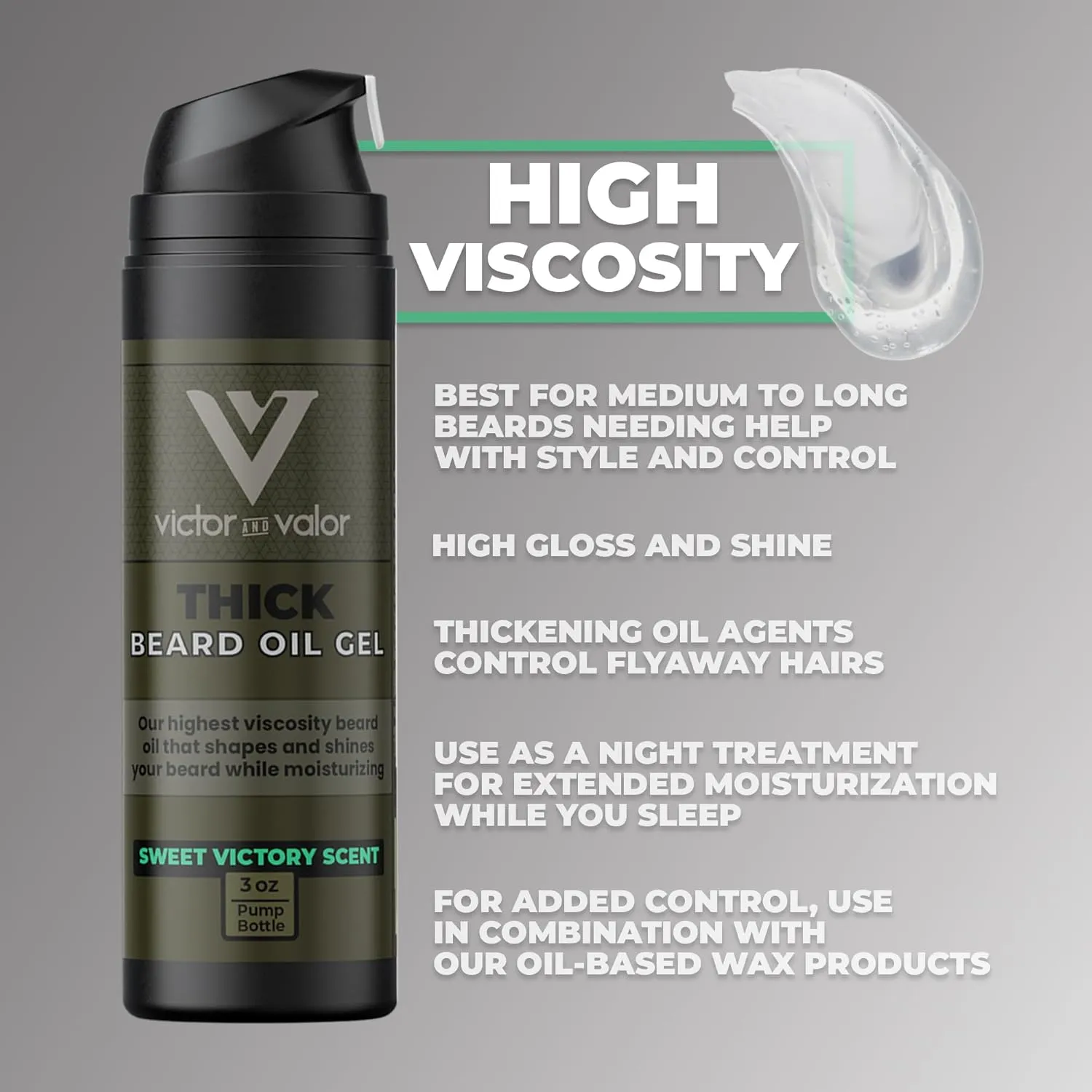 Thick Beard Oil Gel - High Viscosity Formula Helps Style and Control Your Beard or Mustache - Moisturizing Oils Conditions (Backdraft Scent - 3oz) …