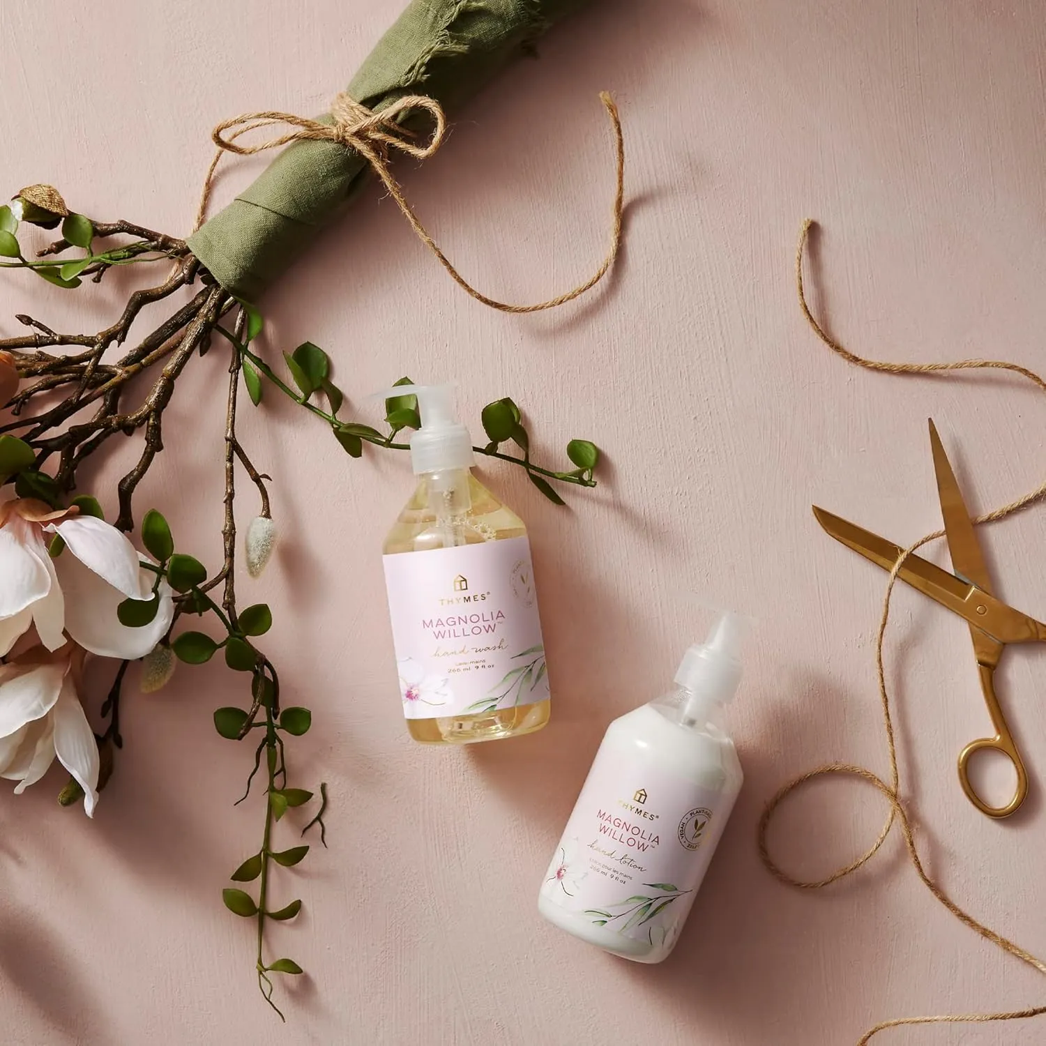 Thymes Moisturizing Hand Lotion for Dry Skin - Moisturizer for Beauty and Personal Care - Luxury Hand Lotion for Women & Men with Shea Butter & Aloe Vera (Magnolia Willow, 9 fl oz)