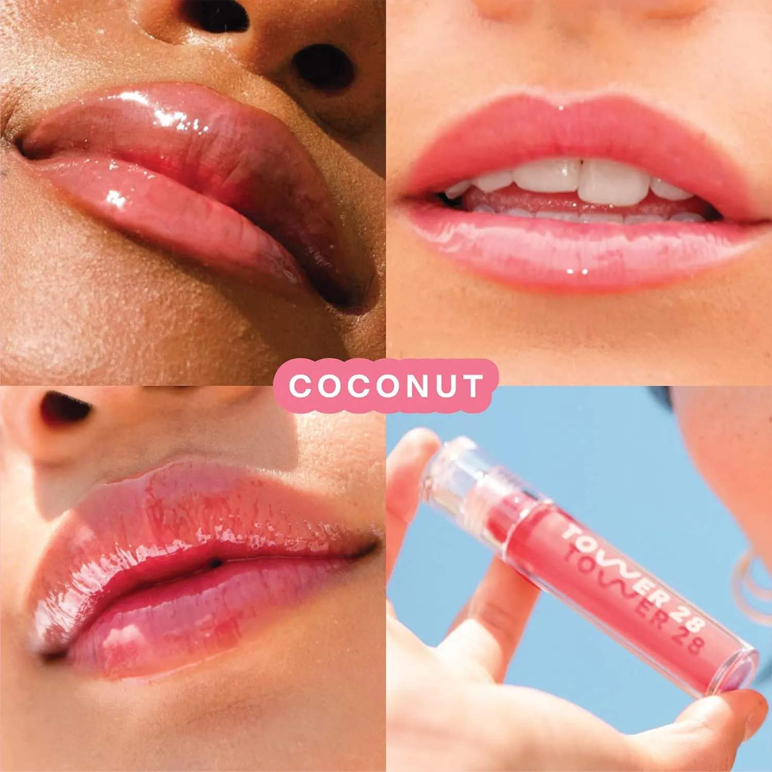 Tower 28 ShineOn Milky Lip Jelly, COCONUT, Non-Sticky, Hydrating Vegan Lip Gloss in Milky Rosy Pink, Apricot and Raspberry Seed Oil, Moisturizing, Clean, Cruelty Free