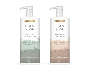 Tranquil Spa Body Wash Duo, Aloe Vera   Cucumber, Oatmeal   Coconut | Two 32oz bottles | Home and Body Company