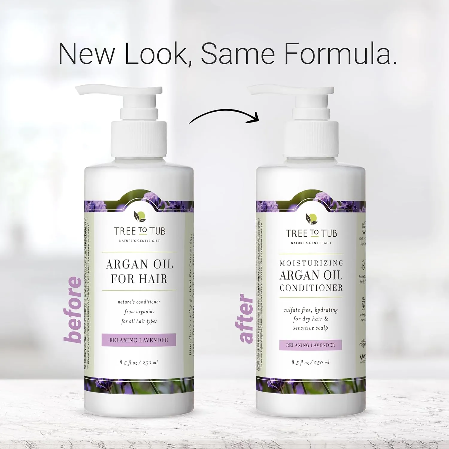 Tree to Tub Hydrating Conditioner for Dry Hair & Scalp - Sulfate-Free Argan Oil & Vegan Coconut Oil Moisturizer with Lavender