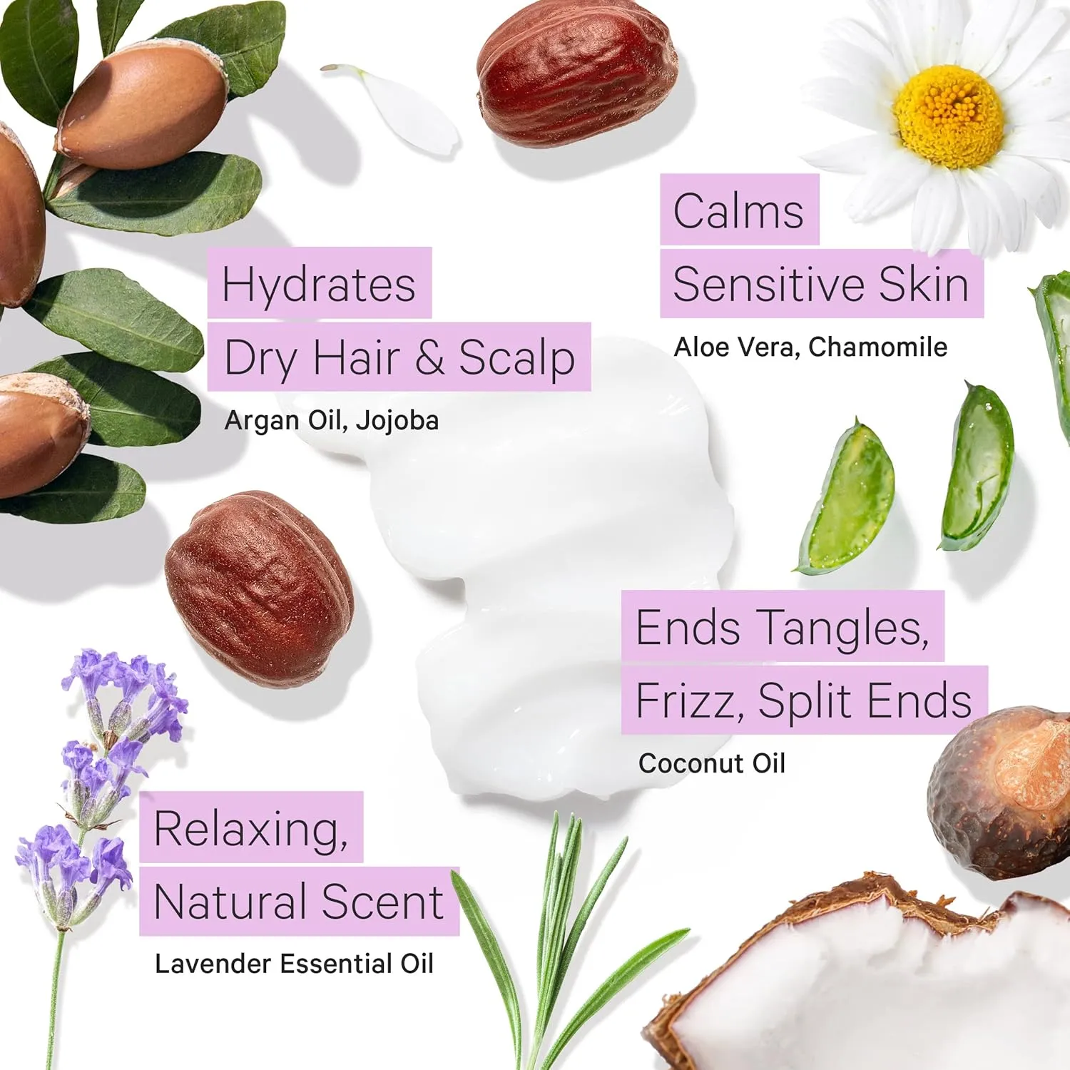 Tree to Tub Hydrating Conditioner for Dry Hair & Scalp - Sulfate-Free Argan Oil & Vegan Coconut Oil Moisturizer with Lavender