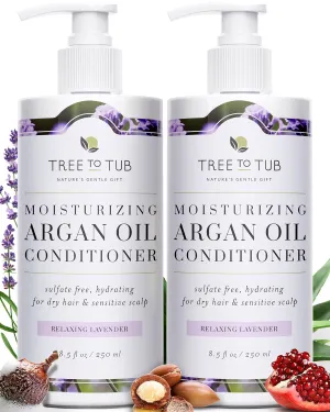 Tree to Tub Hydrating Conditioner for Dry Hair & Scalp - Sulfate-Free Argan Oil & Vegan Coconut Oil Moisturizer with Lavender
