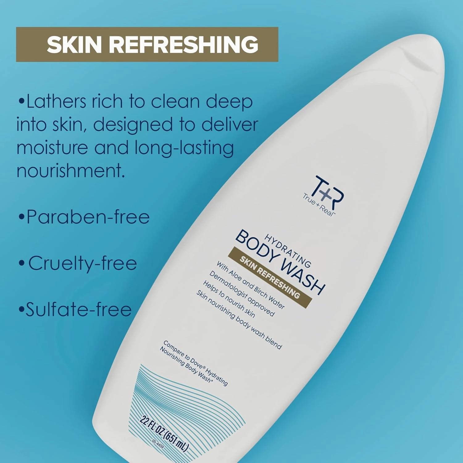 True Real Hydrating Body Wash, 22 oz, 4 Pack