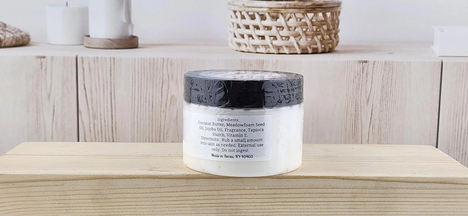 TSA Handmade Whipped Coconut Love Body Butter Cream, Luxury Body Lotion for Dry Skin, Daily Moisturizing Vitamin E, Meadowfoam Seed Oil, and Jojoba Oil, Mothers, Fathers, Women, Men, Teens, 3.5 oz Jar