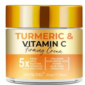 Turmeric & Vitamin C Firming Cream – 1.76oz | Face & Body Moisturizer with Hyaluronic Acid, Collagen, Aloe Vera, Green Tea & Jojoba – Brightening & Anti-Aging | For All Skin Types, Unisex, SPQ278381