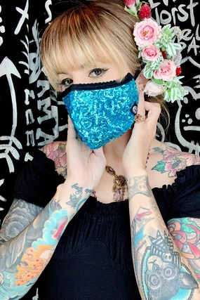 Turquoise Sequin Mask