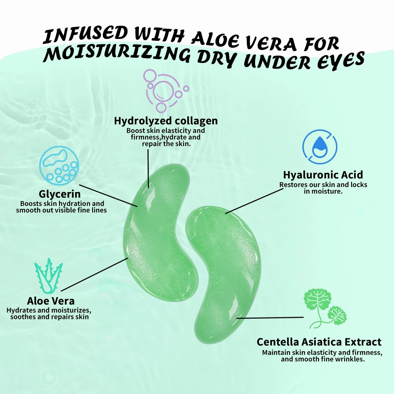 Under Eye Patches (30 Pairs), Aloe Vera Eye Masks for Dark Circles Puffy Eyes Undereye Bags, Collagen Eye Patches for Repair and Intensely Hydrate, Skin Care Gift for Her