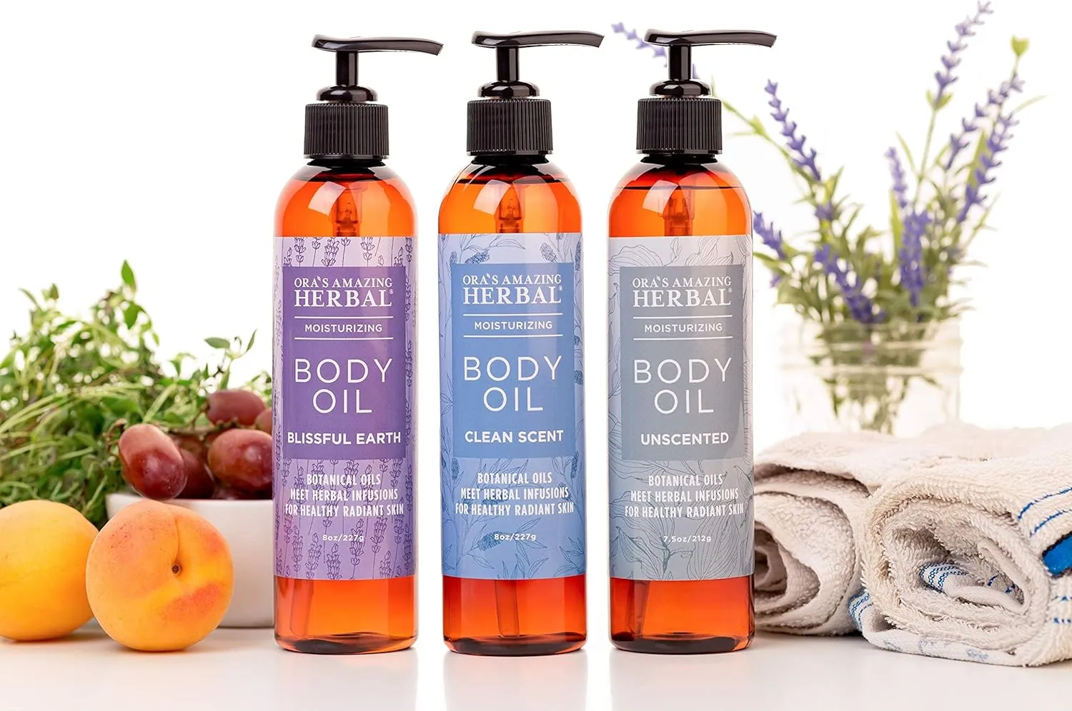Unscented Body Oil Travel Size with Pump, Fragrance Free Massage Oil, Moisturizing Body Oils for Men and Women, Grapeseed Oil for Skin, Jojoba & Apricot with Calendula,