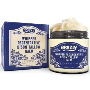 Unscented Whipped Bison Tallow Balm with Manuka Honey & Jojoba Oil - Grass-Fed & Finished Organic Tallow Face Moisturizer - Face & Body Cream for Acne-Prone Skin - Nourishing Skincare - 2.5oz