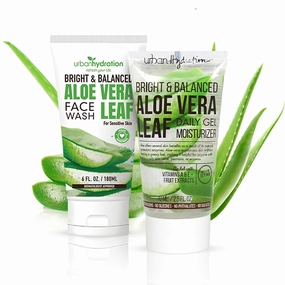 Urban Hydration Aloe Face Wash & Gel Moisturizer Bundle | Hydrating, Acne-Fighting, Lightweight, Smooth Skin | For All Skin Types | Bright & Balanced Skincare Duo | 6oz   2.5oz