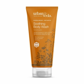 Urban Veda Soothing Body Wash Sensitive Skin | Body Wash for Dry Skin to Hydrate & Calm Irritation | Sandalwood Shower Gel with Aloe Vera gel & Peppermint | 6.8Fl oz