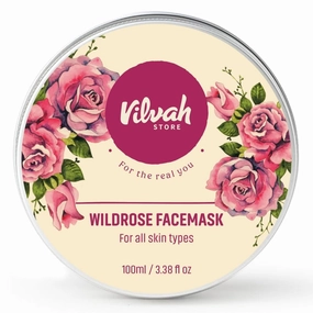 V-illvah,Store Wild Rose Face Mask For Glowing Skin | Brightening | With Aloe Vera And Rose Water | Goodness Of French Pink Clay | Suitable For All Skin Types | For Men and Women | 100Gm