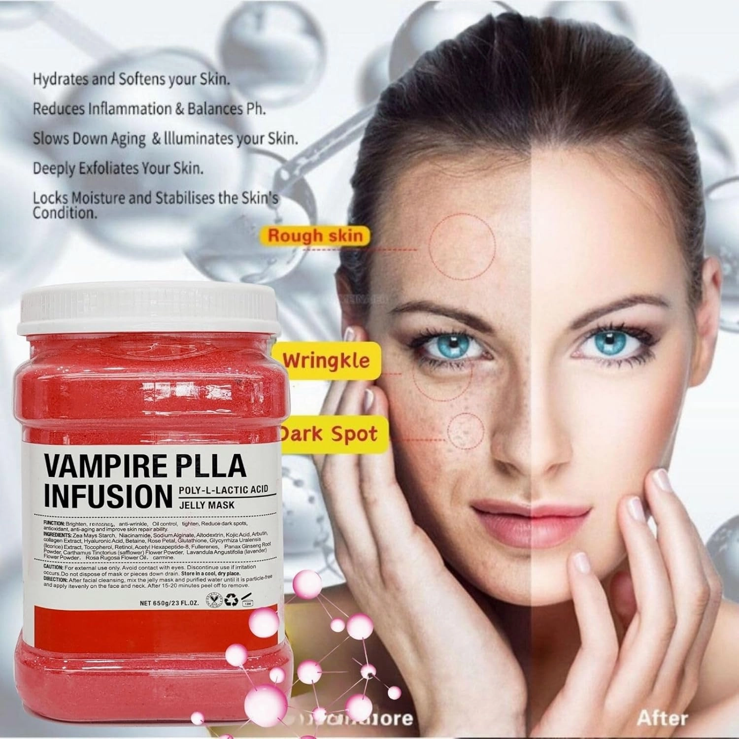Vajacial Hydro Jelly Mask Powder for Face, Jelly masks for Facials Professional, Jelly Mask for Face or Teens and Women (Vampire)