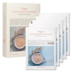 Vegan Oat Deep Moisture Mask - 0.84Oz (25ml) - Soothing, Hydrating, Sensitive Skin Formula with Rice & Oatmeal Extract, Green EWG, Microfiber Sheet