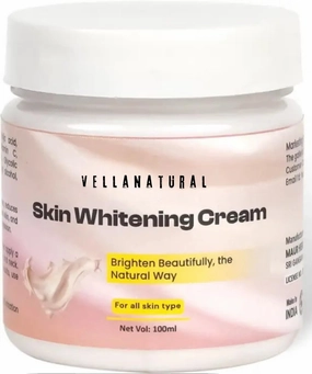 Vellanatural Skin Whitening Cream Aqua, Aloe Vera, Glycerin, Cucumber Extract, Bilberry Extract, Licorice Extract 100ml (3.38 Fl Oz)