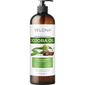 velona Jojoba Oil 16 fl oz | 100% Pure and Natural Carrier Oil | Clear, Refined, Cold Pressed | Moisturizing Face, Hair, Body and Skin Care | Use Today - Enjoy Results