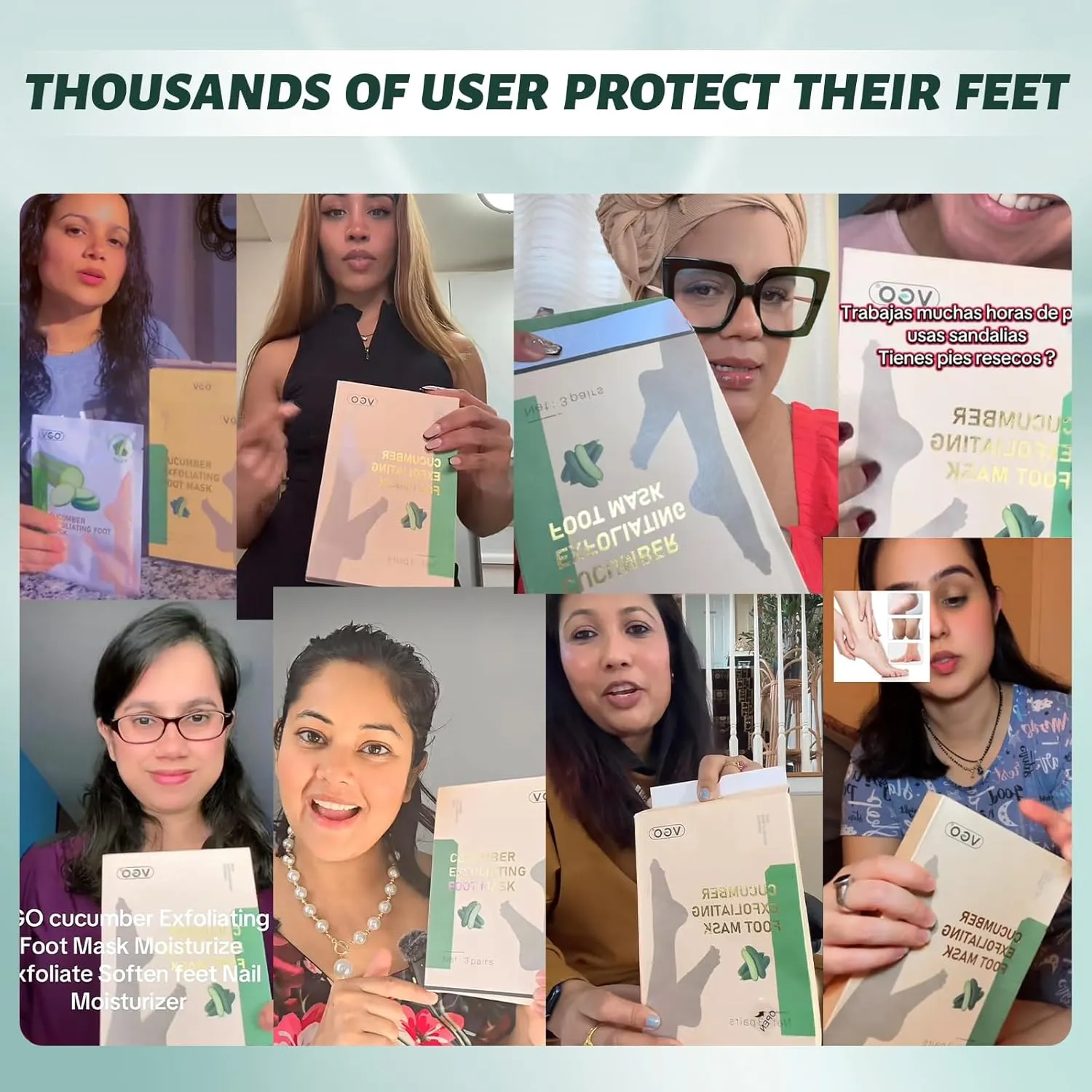 VGO 7 Pack Foot Peeling Mask, Natural Exfoliating Foot Mask, Dead Skin Callus Remover Repair Heels, Smooth Touch Feet, Hydrating Foot Care for Dry Cracked Feet