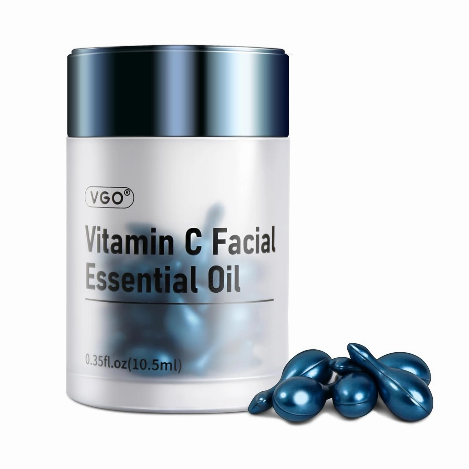 VGO Vitamin E and C Facial Oil Blend with 10 Essential Oils in Capsules, For Hydrated & Radiant Skin, 30 Count