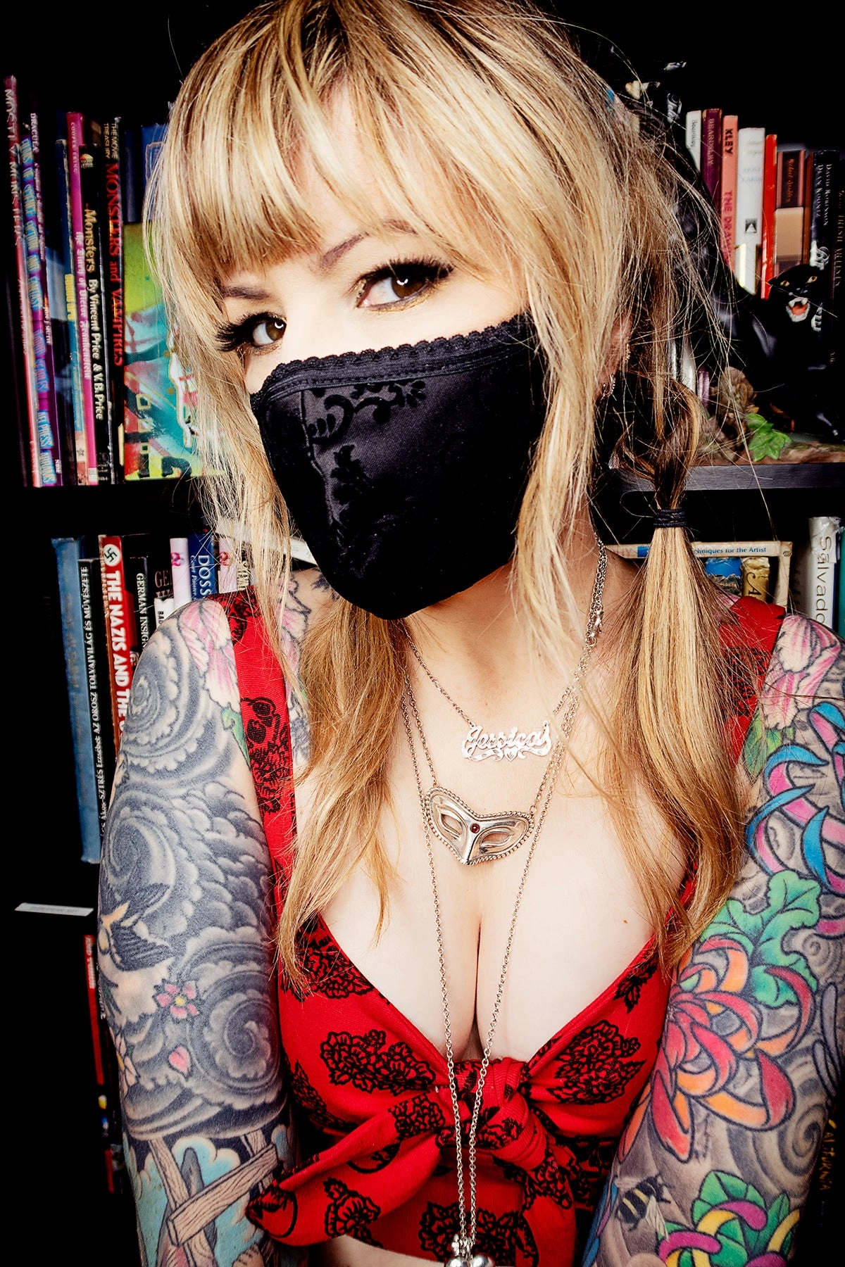 Victorian Gothic Flocked Fabric Mask