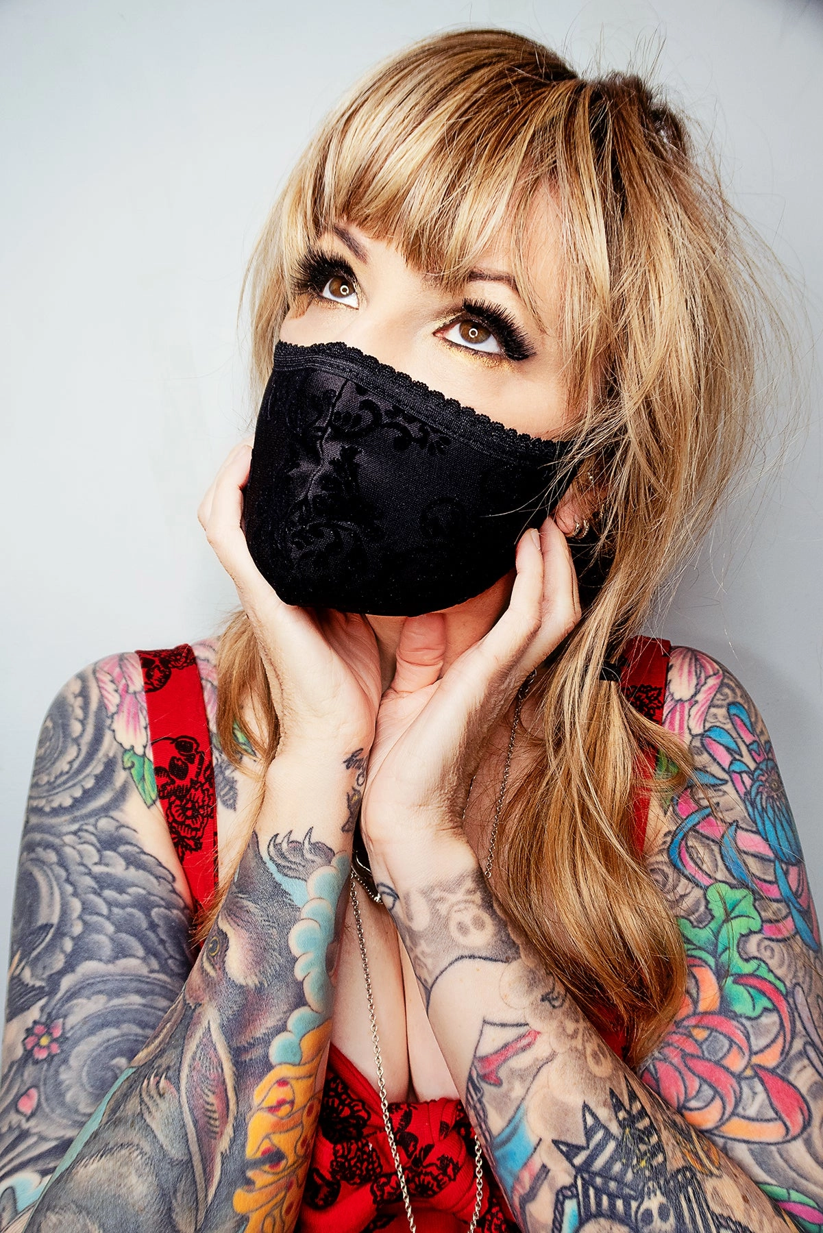 Victorian Gothic Flocked Fabric Mask